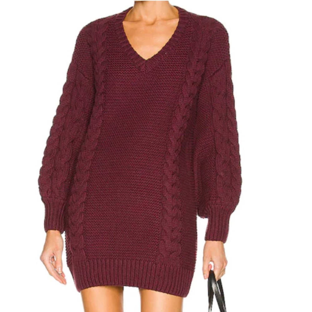 NWT | Bardot | Burgundy Bell Sleeve Knit Sweater Dress Size XS/US 2 - Picture 4 of 8
